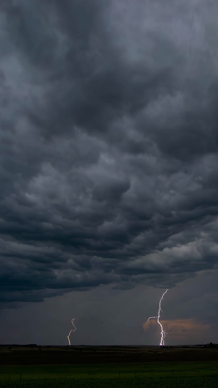 Dramatic low-angle video shot of a stormy sky with dark clouds and a ...