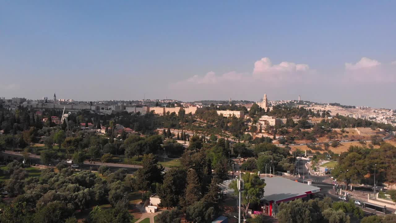 Vista aerea delle antiche mura della città di Gerusalemme