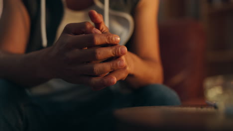person's hands showing signs of anxiety