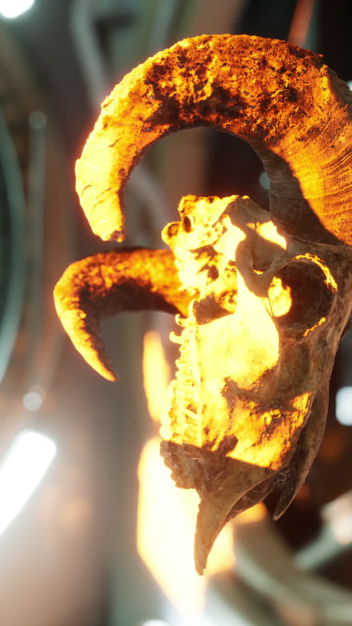 primer plano de un cráneo de carnero