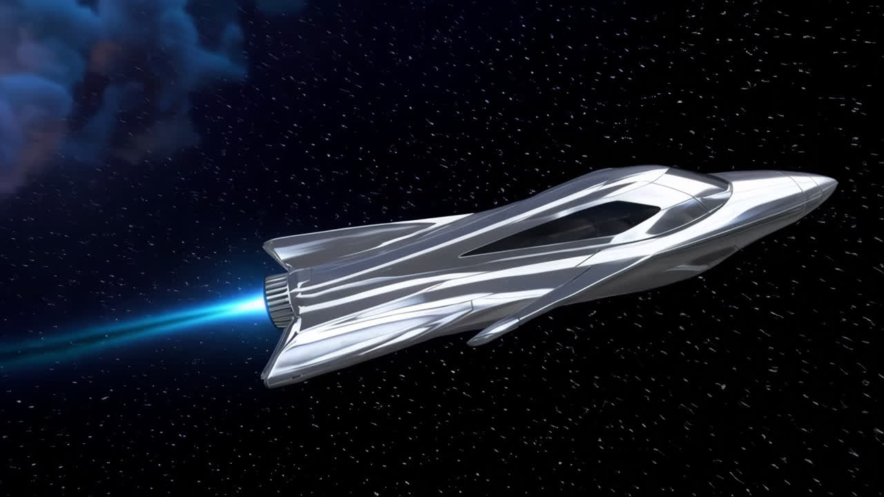 Metallic Spaceship in Space