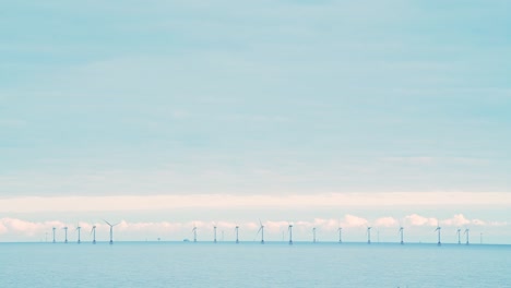 offshore wind farm at wind energy power plant, a sustainable renewable energy way of generating electricity in the ocean and sea
