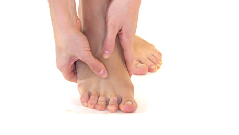 close-up of a female foot being massaged