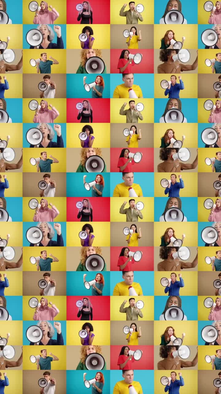 Diverse Group of People with Megaphones