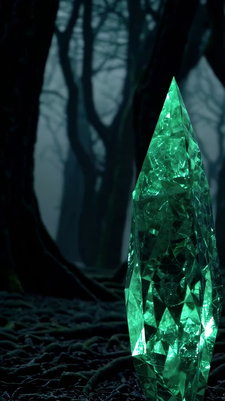 Emerald Crystal in a Dark Forest