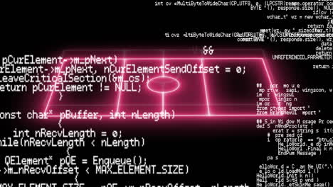 animación del campo deportivo de neón rosa y procesamiento de datos