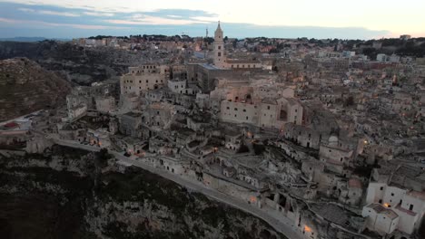 Aerial-video-of-the-city-of-Matera-in-Basilicata,-southern-Italy