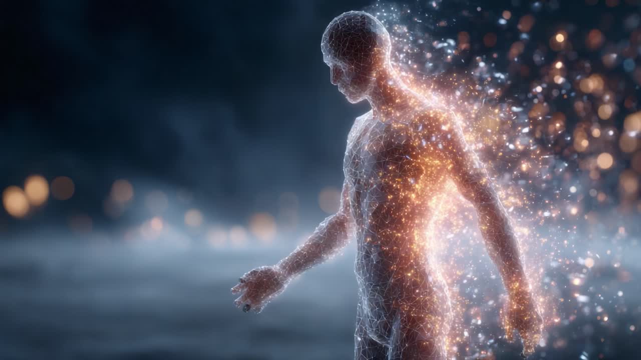 A Transcendent Journey of Light: Exploring the Ethereal Transformation of a Human Form into a Luminous Entity, Revealing the Essence of Energy and Existence