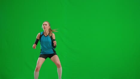 female volleyball player on green screen