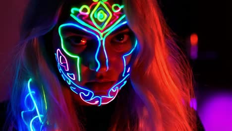 woman with neon face paint