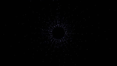 gráfico de movimiento de bucle sin costuras en túnel con puntos brillantes abstractos. animación de bucle futurista en un fondo negro