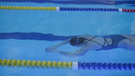 sporty young woman swimming in pool