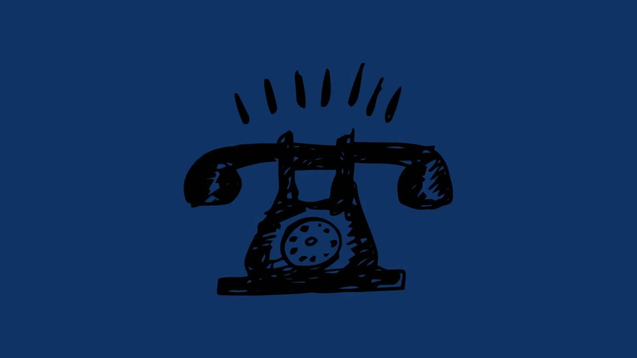 파란색 배경 위에 전화 아이콘의 애니메이션