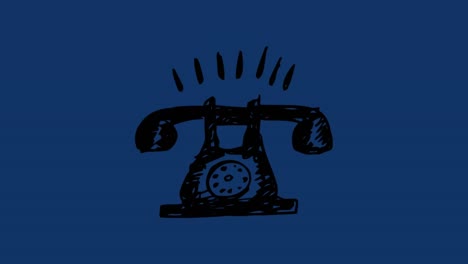 animación del icono del teléfono sobre un fondo azul.