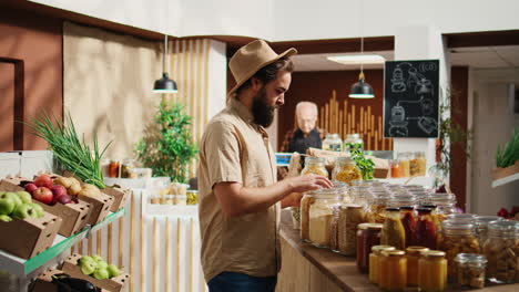 Vegan-man-buys-organic-supermarket-food