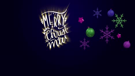 Animation-of-christmas-greetings-text-and-decorations-on-purple-background