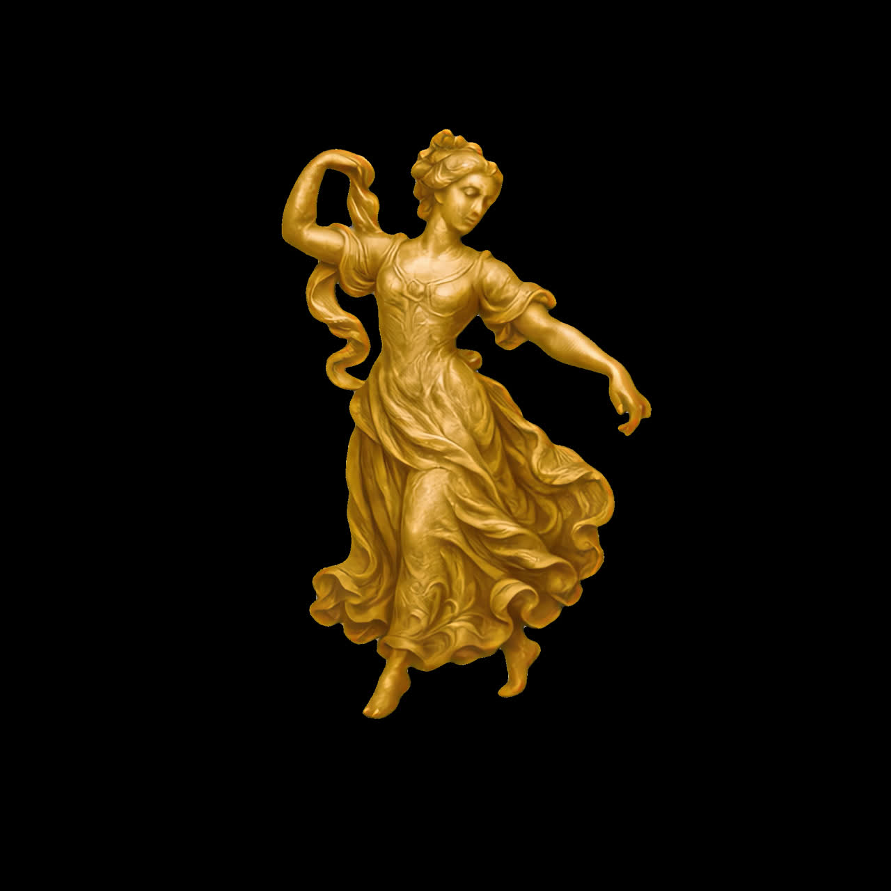 Golden Statue of a Woman Dancing