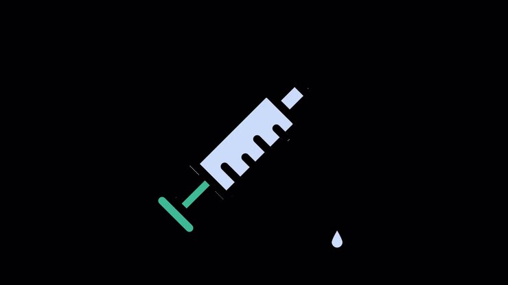Animated Syringe Icon with Dripping Liquid Drop