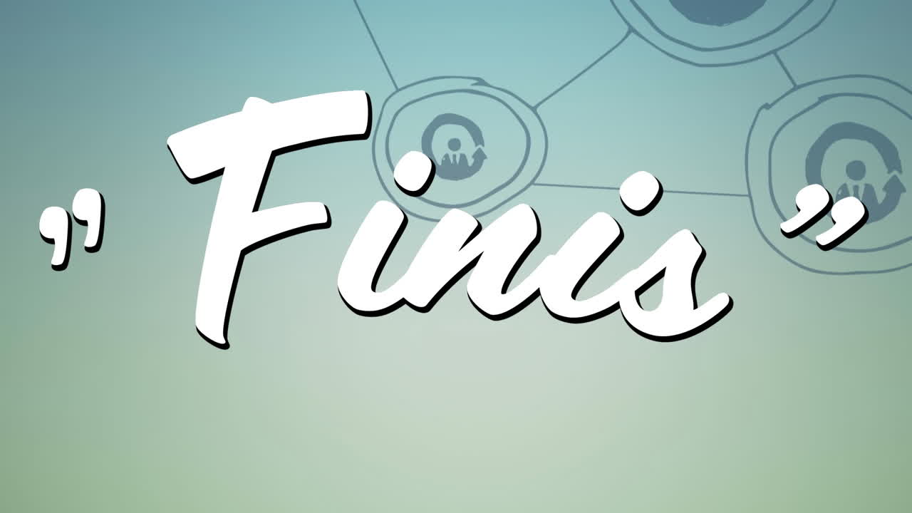 animación del texto finis sobre los iconos.