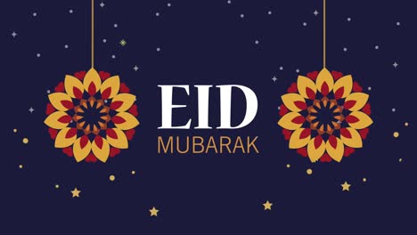 eid mubarak lettering with flowers