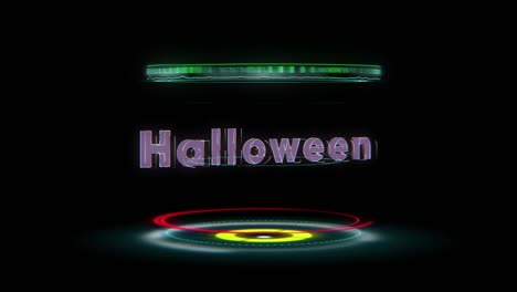 halloween text in hud hologram. technology of the future screen