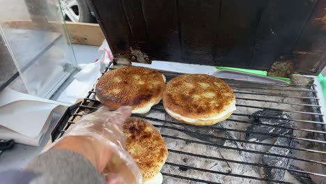 grilling of a traditional bread in the streets of lebanon