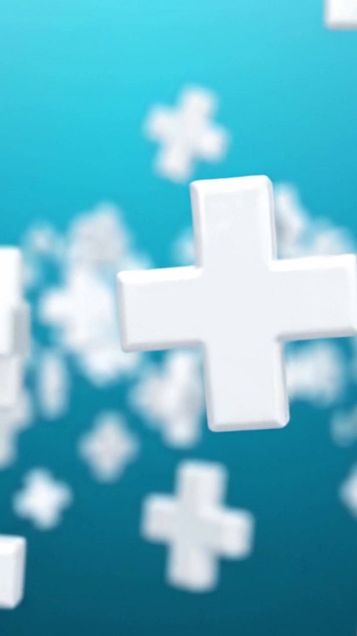 Dynamic Motion Visuals Featuring White Plus Symbols Against a Vibrant Blue Background, Capturing the Essence of Progress and Positive Growth in a Creative Design