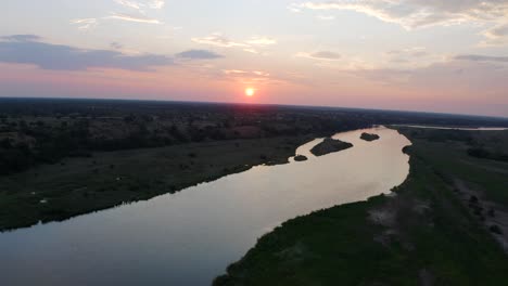 aerial view during sunset of a large river