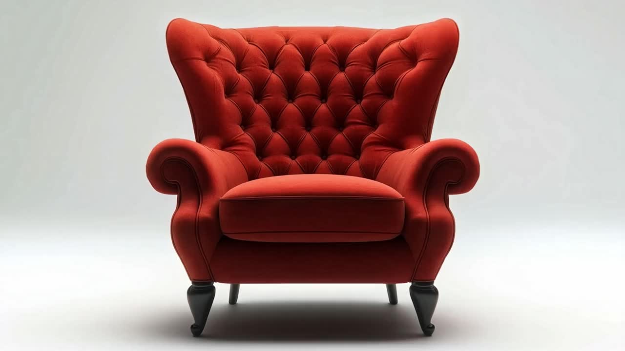Luxurious Red Velvet Armchair Details