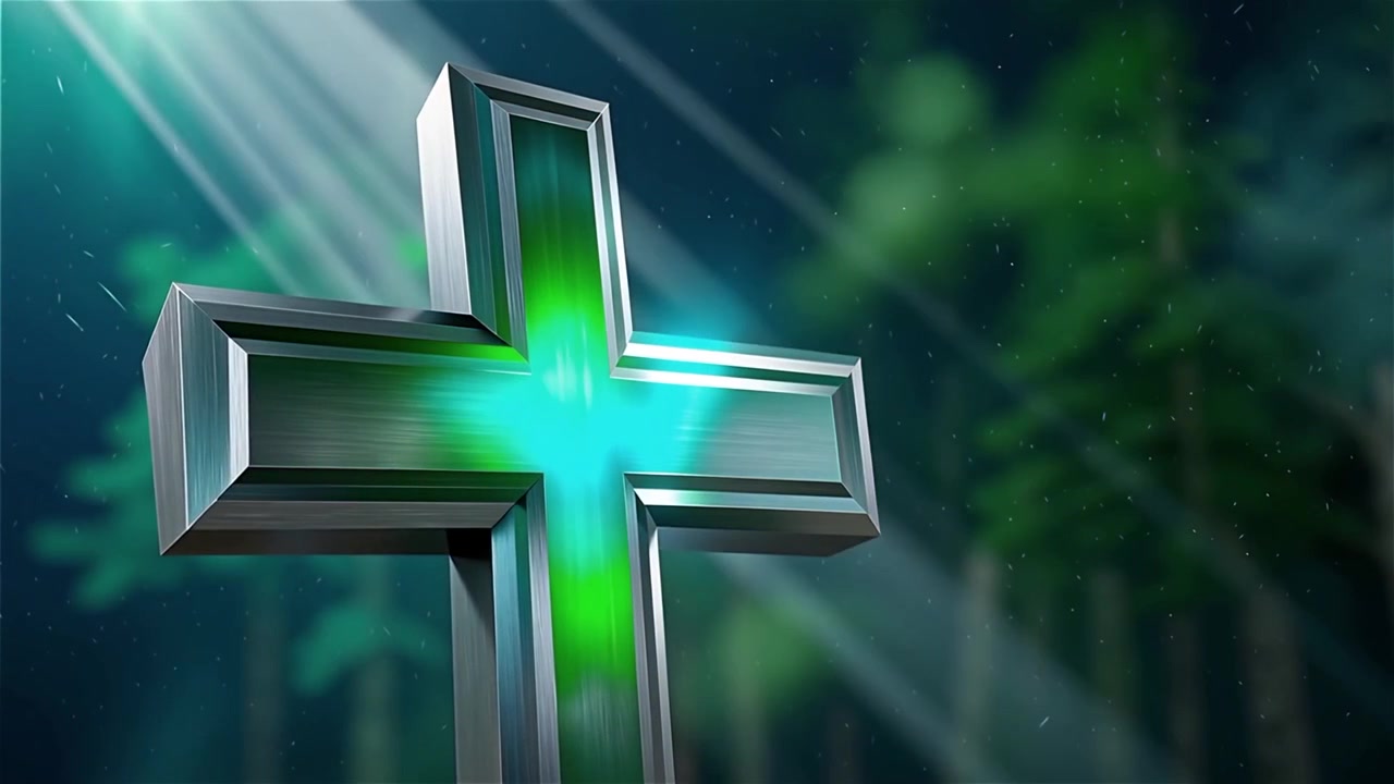 Croce Cristiana Luce Celestiale Sfondo per il Culto.