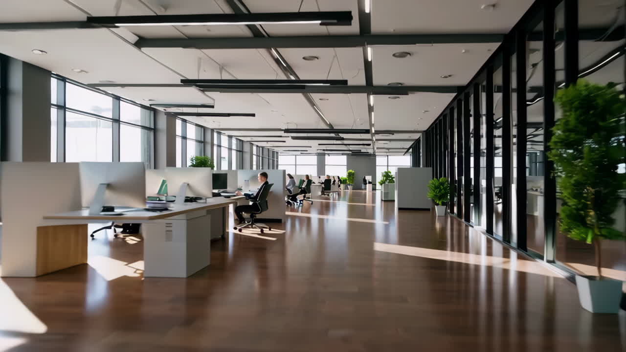 Modern Open Office Space with Workers