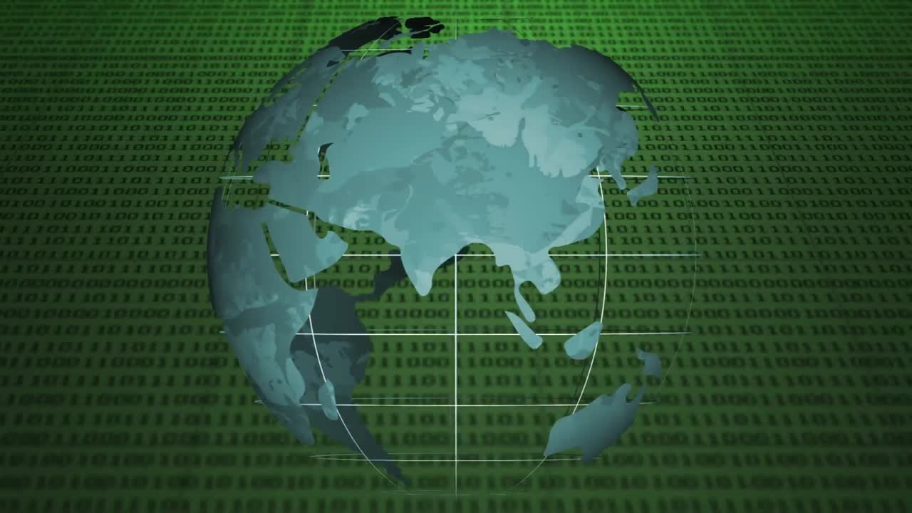 Animation of globe over binary coding processing