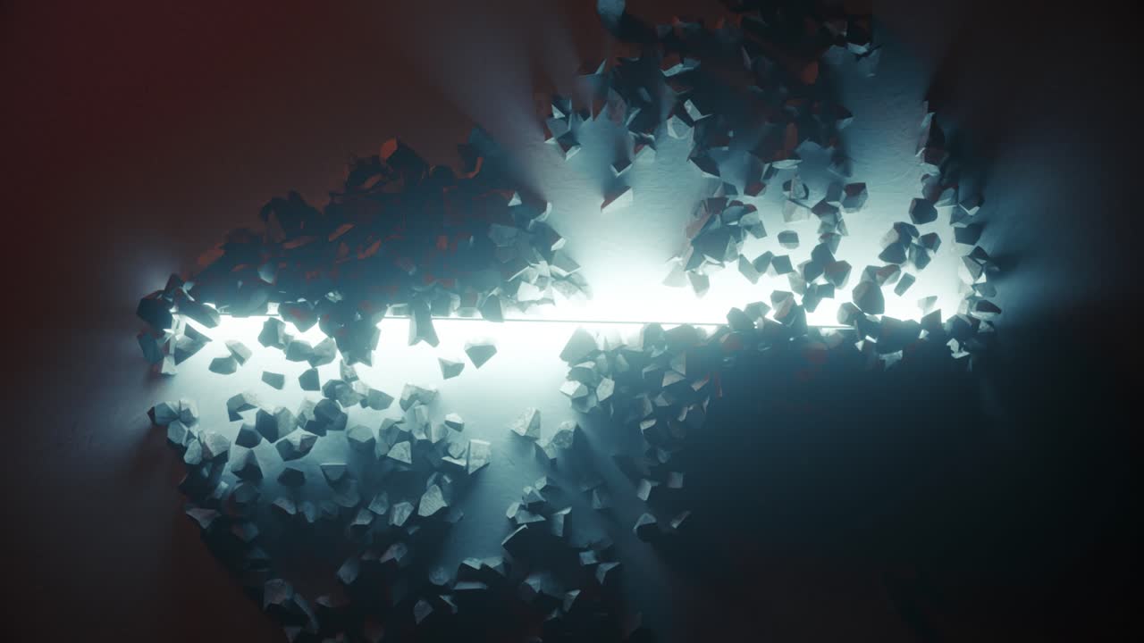 abstracto pared de neón brillante con rocas rotas