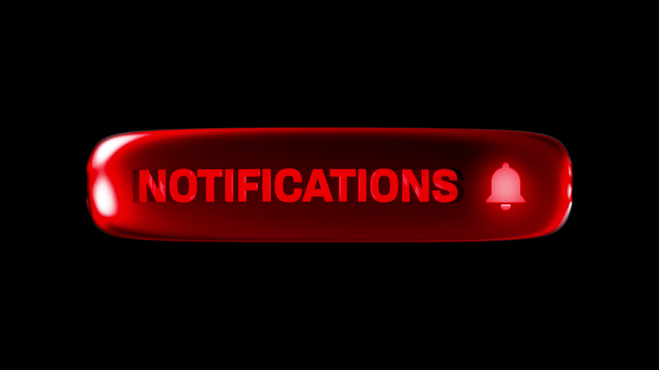 Animated Red Notifications Button with Bell Icon