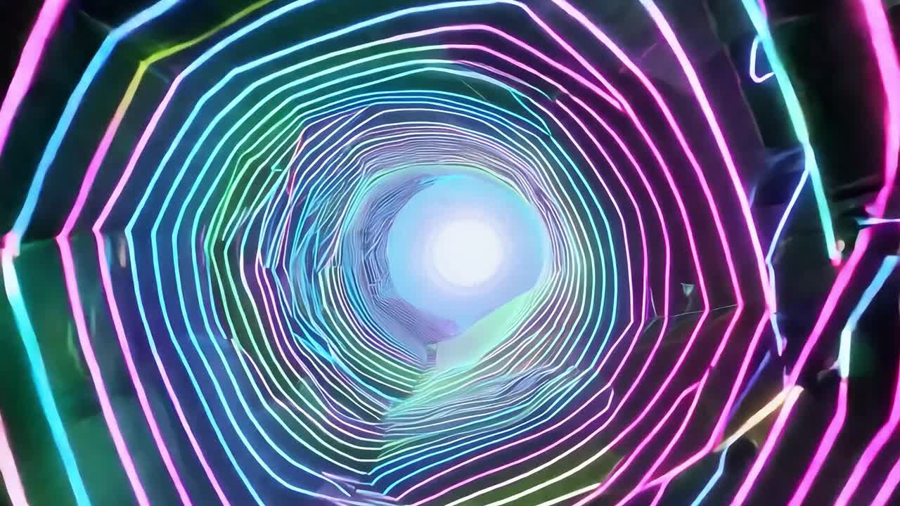 Abstract Tunnel of Neon Lights