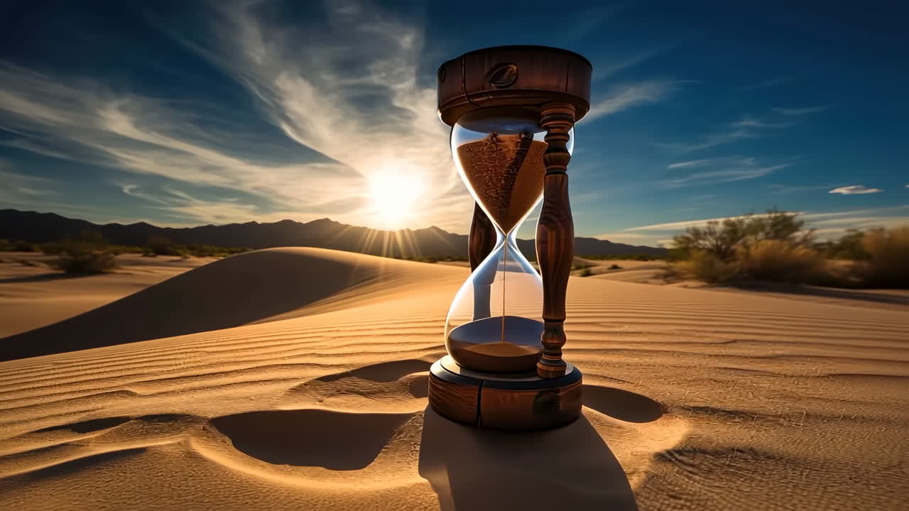 Hourglass in a Desert Sunset