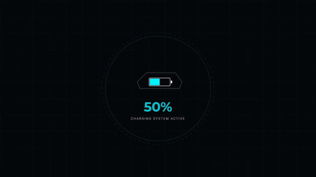 Digital Battery Charging Progress Indicator on Dark Background
