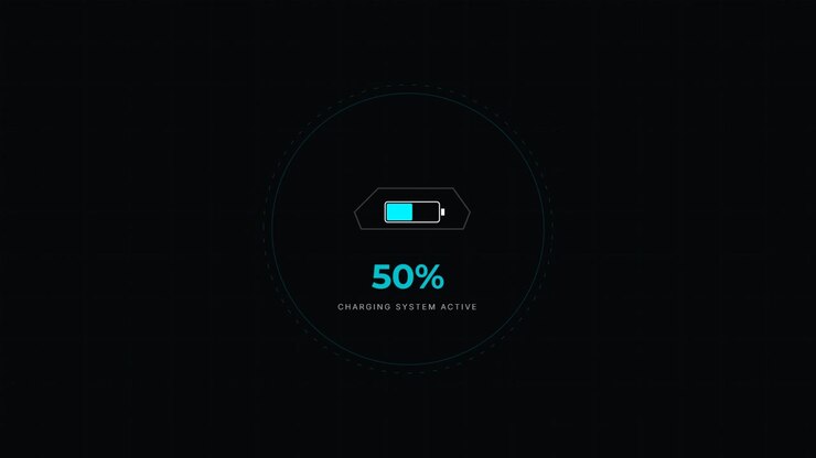 Digital Battery Charging Progress Indicator on Dark Background