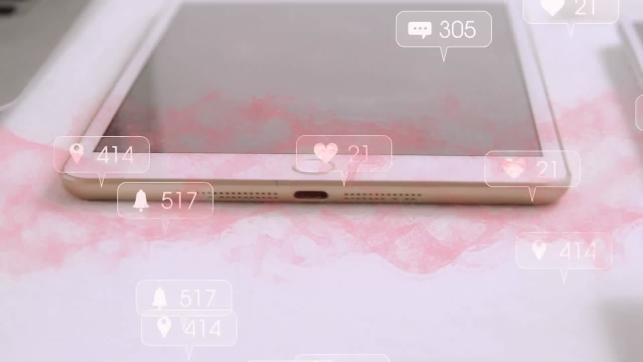 태블릿에서 소셜 미디어 아이콘의 애니메이션