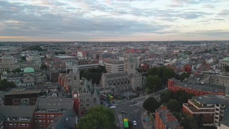 4k aerial drone shot at christ church cathedral an dublinia at dublin - ireland