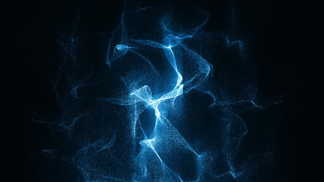 gráfico de movimiento de la iluminación azul onda de partículas levitación fondo abstracto