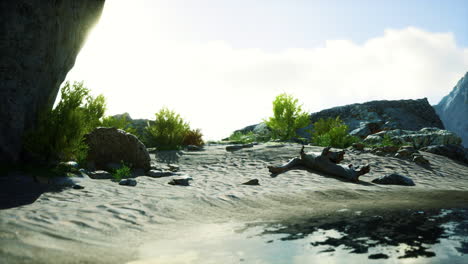 panoramic view of nice colorful huge cliff and sea