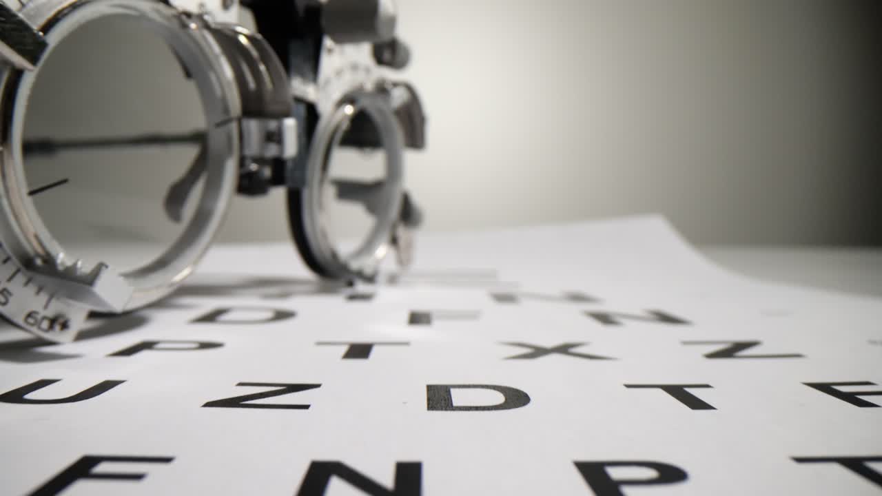 Close-up of Phoropter and Eye Chart During Vision Test