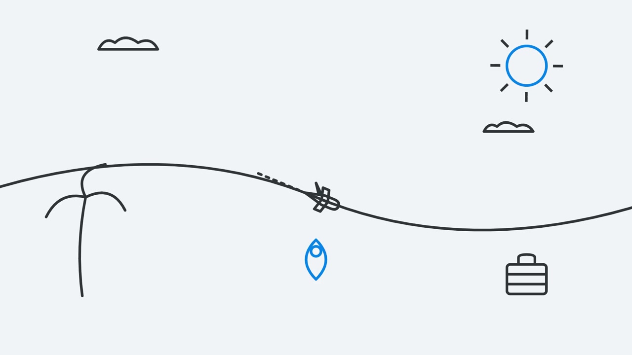 Animated Airplane Flying Across a Minimalist Summer Landscape