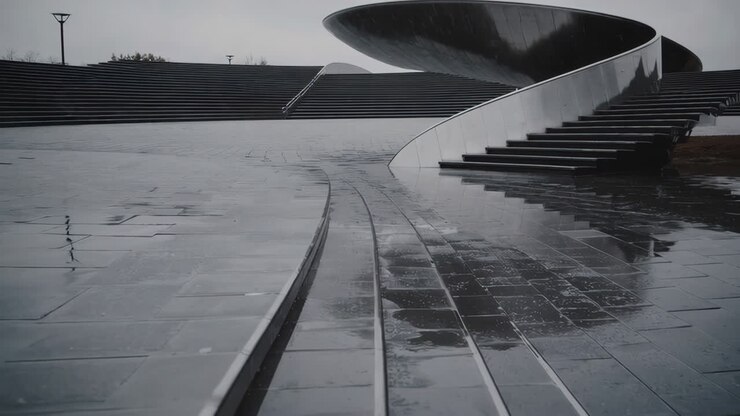 Modern Architectural Structure with Geometric Stairs