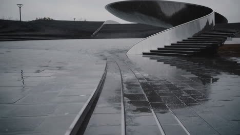 modern architectural structure with geometric stairs