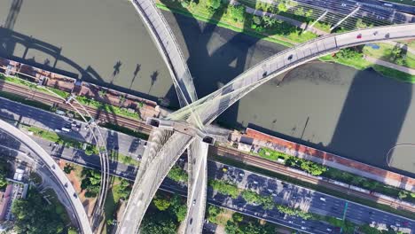 Cable-Stayed-Bridge-At-Cityscape-In-Sao-Paulo-Brazil