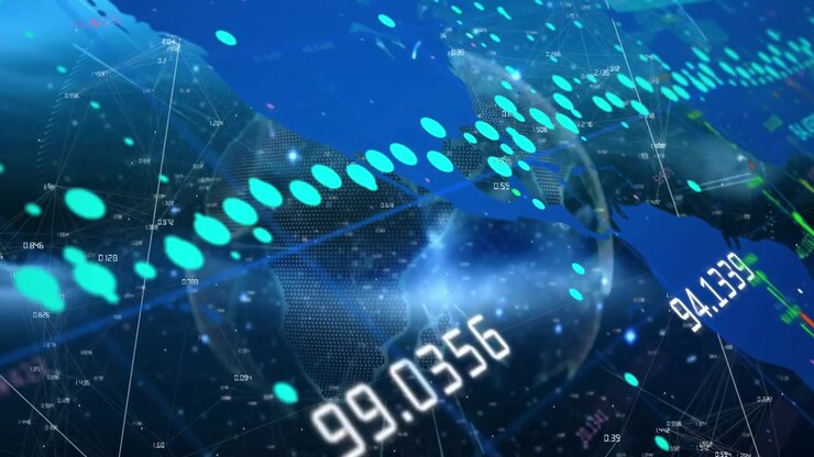 Animation of data processing over world map