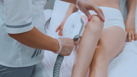 feet girl on a white background. the concept of beauty and body care. elos hair removal. laser hair removal. photoepilation