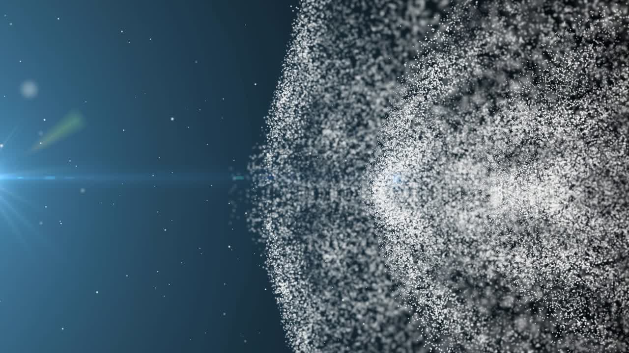 resaltado anamórfico con partículas en movimiento. representación 3d